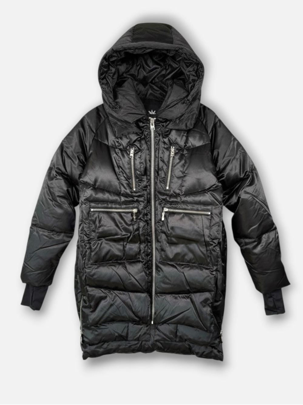 OROLAY‎ Thickened Down Coat XS Black Puffer Hooded Utility Jacket Outdoor Casual